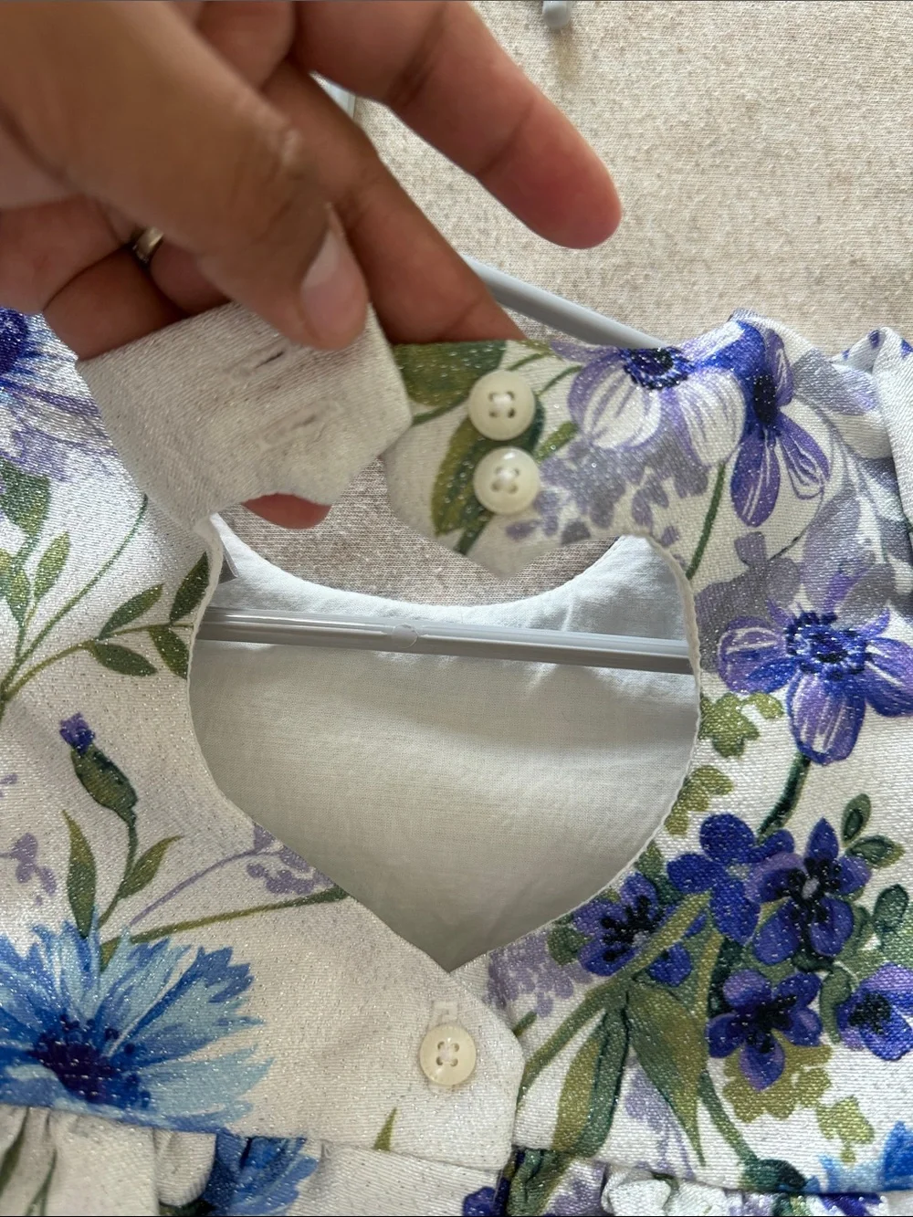 The Children's Place White Dress with Purple & Blue Floral Print